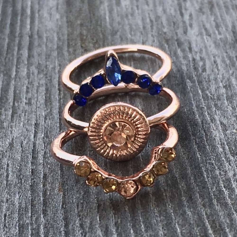 Boho Crystal Rose Gold Rings - Picture 3 of 7